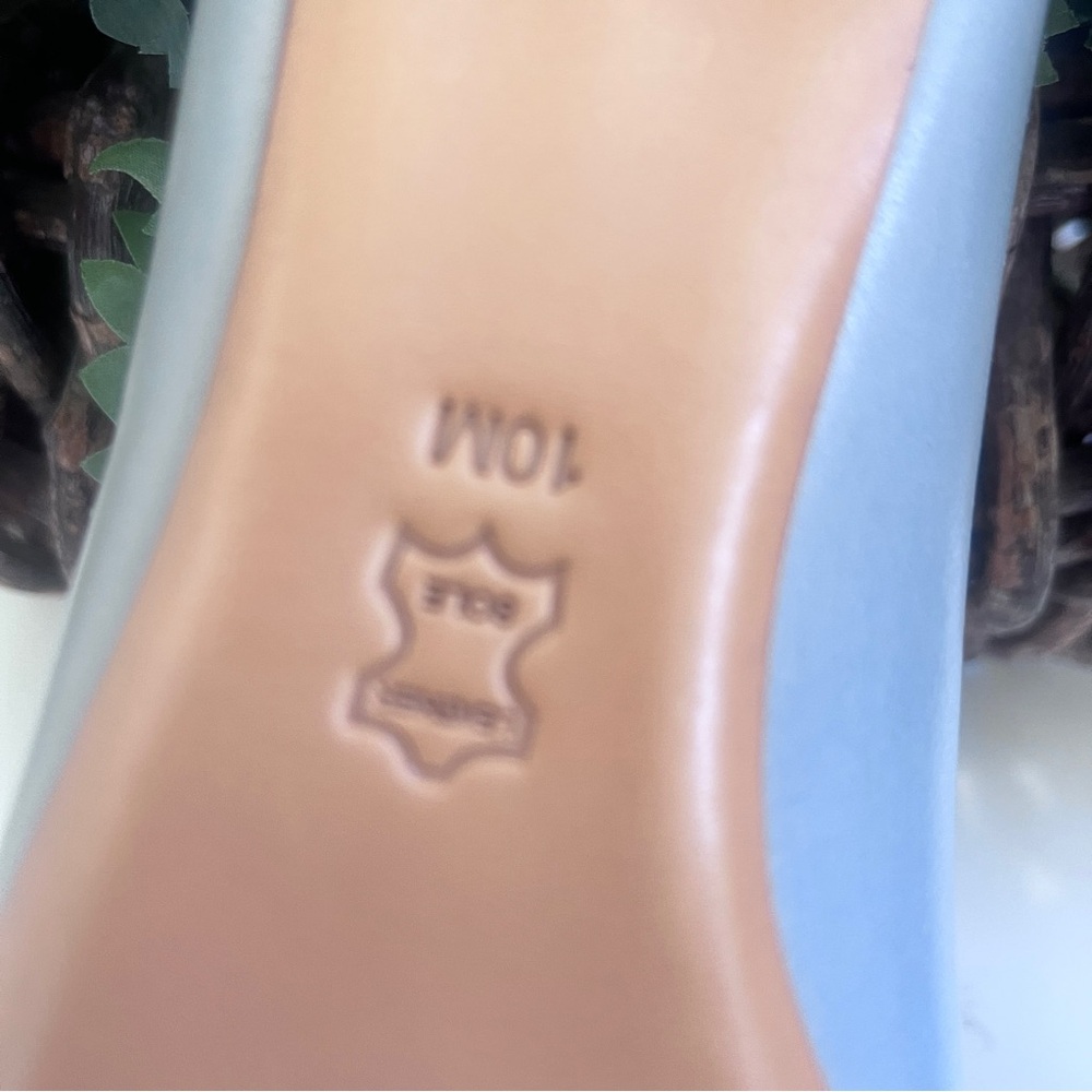 TORY BURCH NWOB Fairford Pointed Toe Ballet Flats 10M Powder Blue Cap Toe $275 - Picture 9 of 13